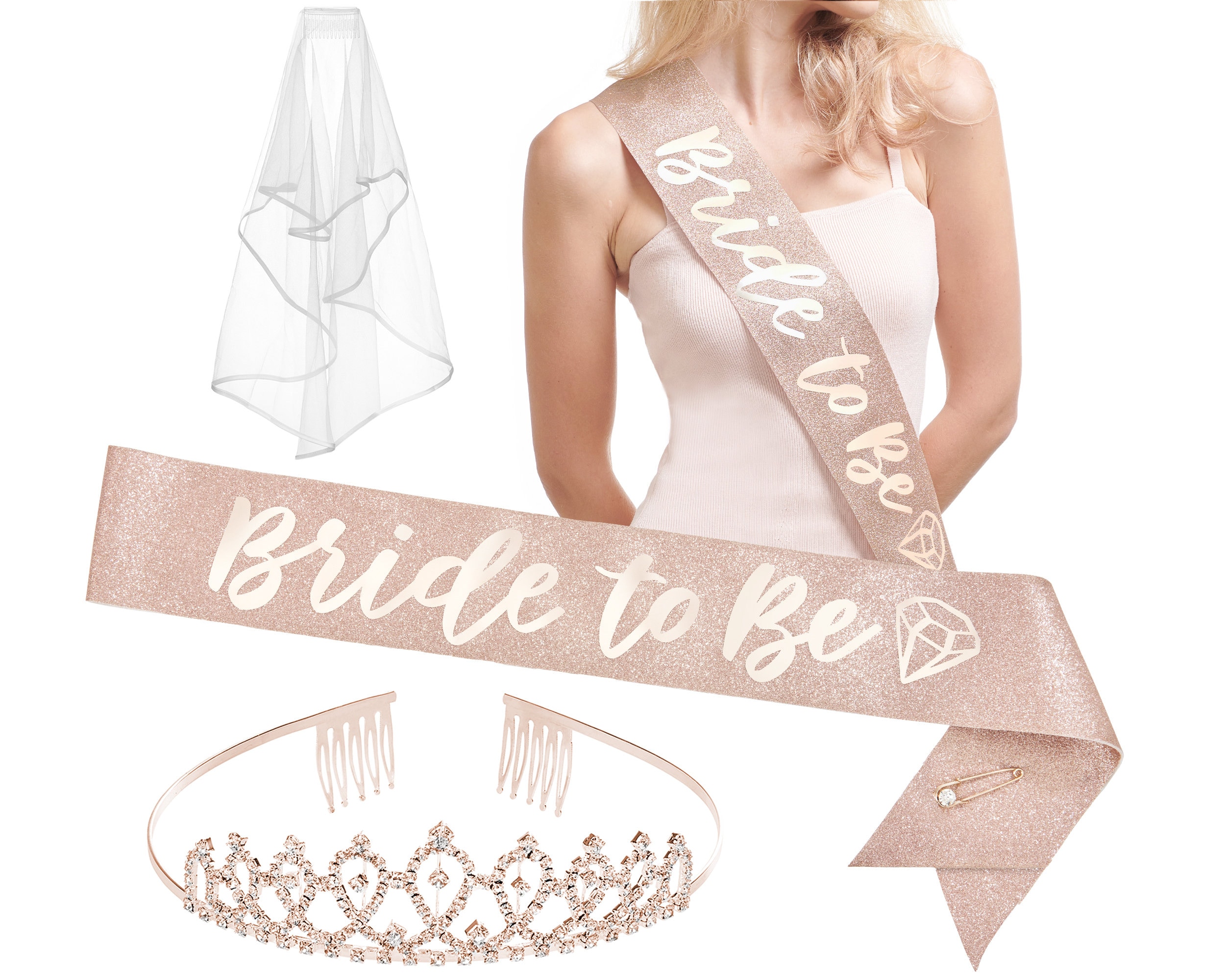 Velo E Fascia Da Sposa "Bride To Be" - Set Per Addio Al Nubilato - Foto 13