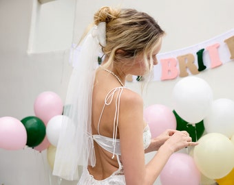xo, Fetti Bride Veil Claw Clip | Bachelorette Party Decorations Rhinestone Detachable Veil Claw Clip|Bach Accessory, Bride To Be Gift,Favors