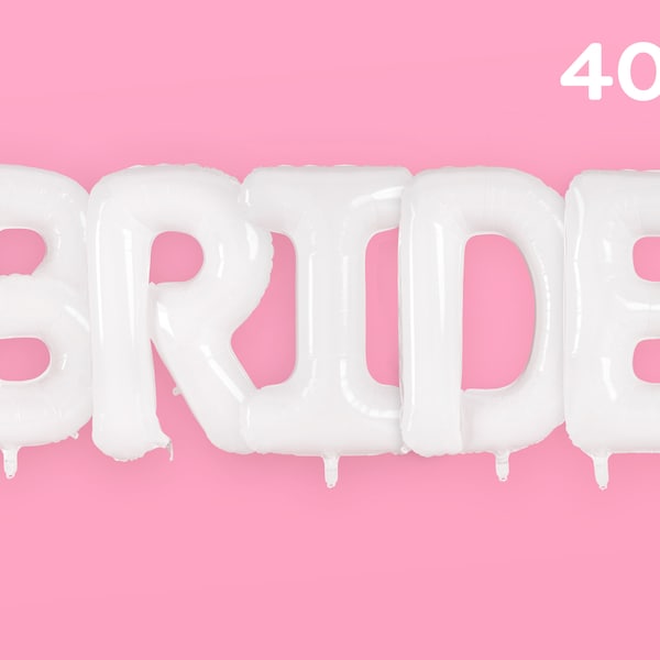 xo, Fetti White Jumbo BRIDE Balloons - 40 inch, XL | Bachelorette Party Decorations, Wedding Party, Engagement Party, Bridal Photo Booth