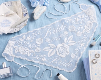 xo, Fetti Bride Lace Headscarf - White Embroidered Head Scarf Bachelorette Party Bridal Shower Engagement Gift Hair Accessories Bride To Be