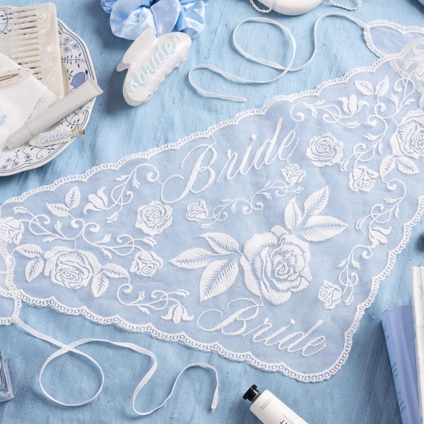 xo, Fetti Bride Lace Headscarf - White Embroidered Head Scarf Bachelorette Party Bridal Shower Engagement Gift Hair Accessories Bride To Be