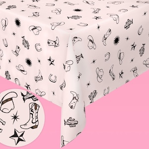 xo, Fetti Western Tablecloth | 9' x 4.5' | Rodeo Bachelorette Tablescape, Ranch Birthday Party Decoration, Cowgirl Table Decor, Cowboy Kids