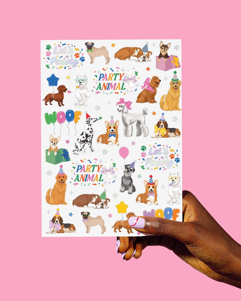 Tatuajes temporales de perros para niños: 42 estilos con brillantina / Artículos para cumpleaños de animales, regalos para fiestas de mascotas, manualidades para niños imagen 4