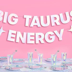 xo, Fetti Big Taurus Energy Birthday Party Iridescent Foil Banner - 5 Ft. | Zodiac Taurus, Horoscope, Astrology Bday Party Decorations Gift