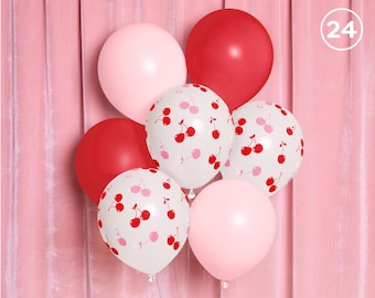 xo, Fetti Red + Pink Cherry Balloons - 24 pk, 12" | Bachelorette Decorations, Birthday Party Decor, Kids Bday Supplies, Bridal Shower Prop