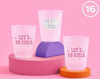 Let's Go Girls Bachelorette Party Decorations Reusable Cups - 16 Cups | Nashville Bridal Shower Gift, Cowgirl Bride Bridesmaid Favors