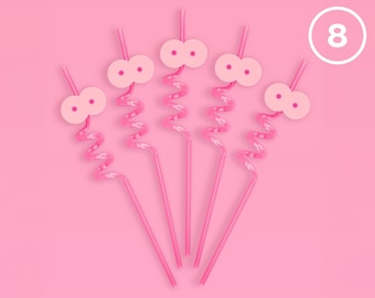 xo, Fetti Boob Party Reusable Straw Set - 8 pc | LGBTQ Lesbian Bachelorette, Boob Job Party Decorations, Funny Breast Implant Supplies