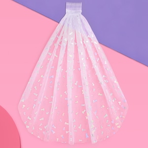 Bachelorette Party Veil - Iridescent | Bridal Shower Veil | Bride to Be Gift, Bachelorette Favor + Engagement Decoration