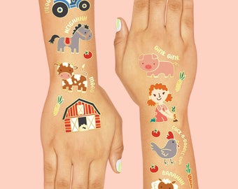 72 PCS Farm Animal Temporary Tattoos - Barnyard Party Decorations For Kids Birthday & Events