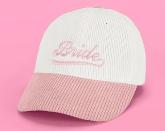 xo, Fetti Bride Baseball Hat Bachelorette Party Decorations Corduroy White + Pink Embroidered | Bride To Be Hat,Bridesmaid Favors,Retro Team