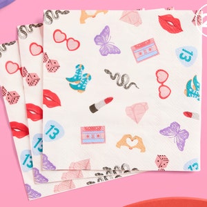 xo, Fetti Eras Party Icon Paper Napkins | 3-ply 25 pcs | Concert Party Tableware, Bachelorette Decorations, Birthday Dinner Tablescape