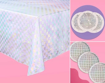 xo, Fetti Disco Party Pack - 51 Pcs Tablecloth, Plates + Napkins | Last Disco Bachelorette Decorations, Birthday Party Supplies, NYE, Groovy
