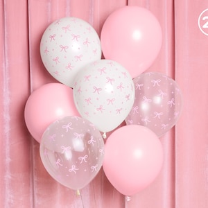 Pink Latex Bow Balloons - 24 pk, 12" | Bachelorette Decorations, Birthday Party