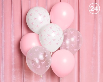 Pink Latex Bow Balloons - 24 pk, 12" | Bachelorette Decorations, Birthday Party