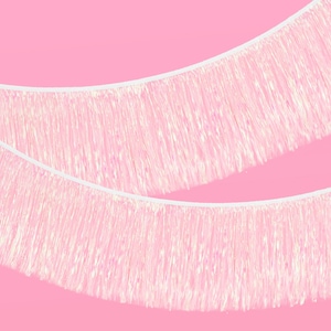 xo, Fetti White Iridescent Fringe Banner - 5 Ft. | Bachelorette Party Decorations, Birthday Party Decor, Baby Shower Supplies, Photo Booth