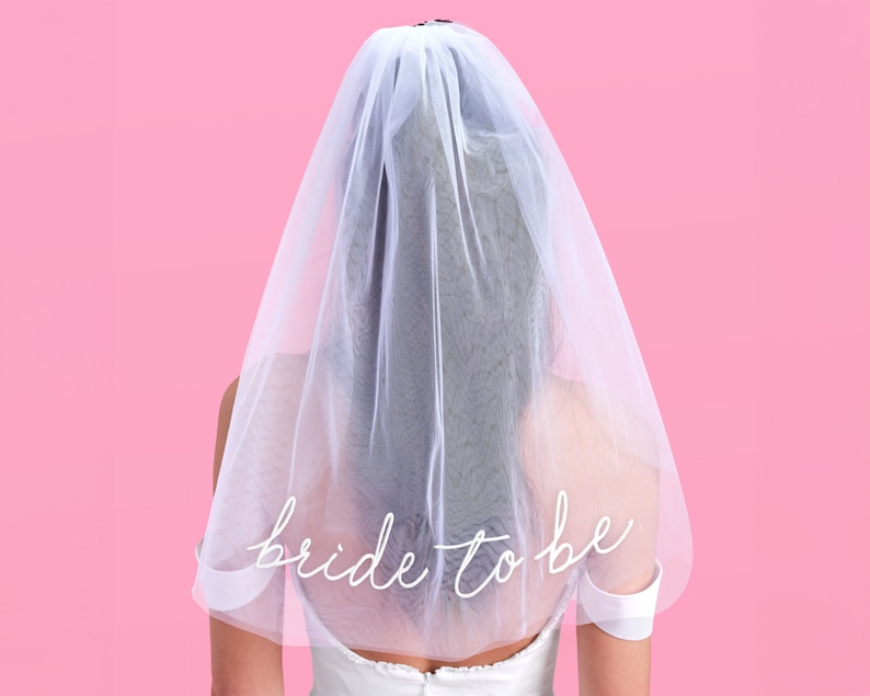 xo, Fetti Bachelorette Bride To Be Embroidered Veil | Bach Party Accessory, Engaged Headband Decorations, White Headpiece Bridal Shower Gift
