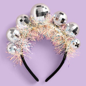 xo, Fetti Disco Ball Headband Birthday Party + New Years Eve - Fits Adult + Child - Last Disco, Disco Bday Decor, NYE Hair Accessory