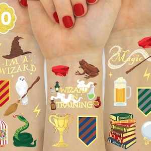 xo, Fetti Wizard Party Temporary Tattoos - 60 Gold Foil Styles | Magical Birthday Decorations, Magic Baby Shower Supplies, Kids Party Favor image 1