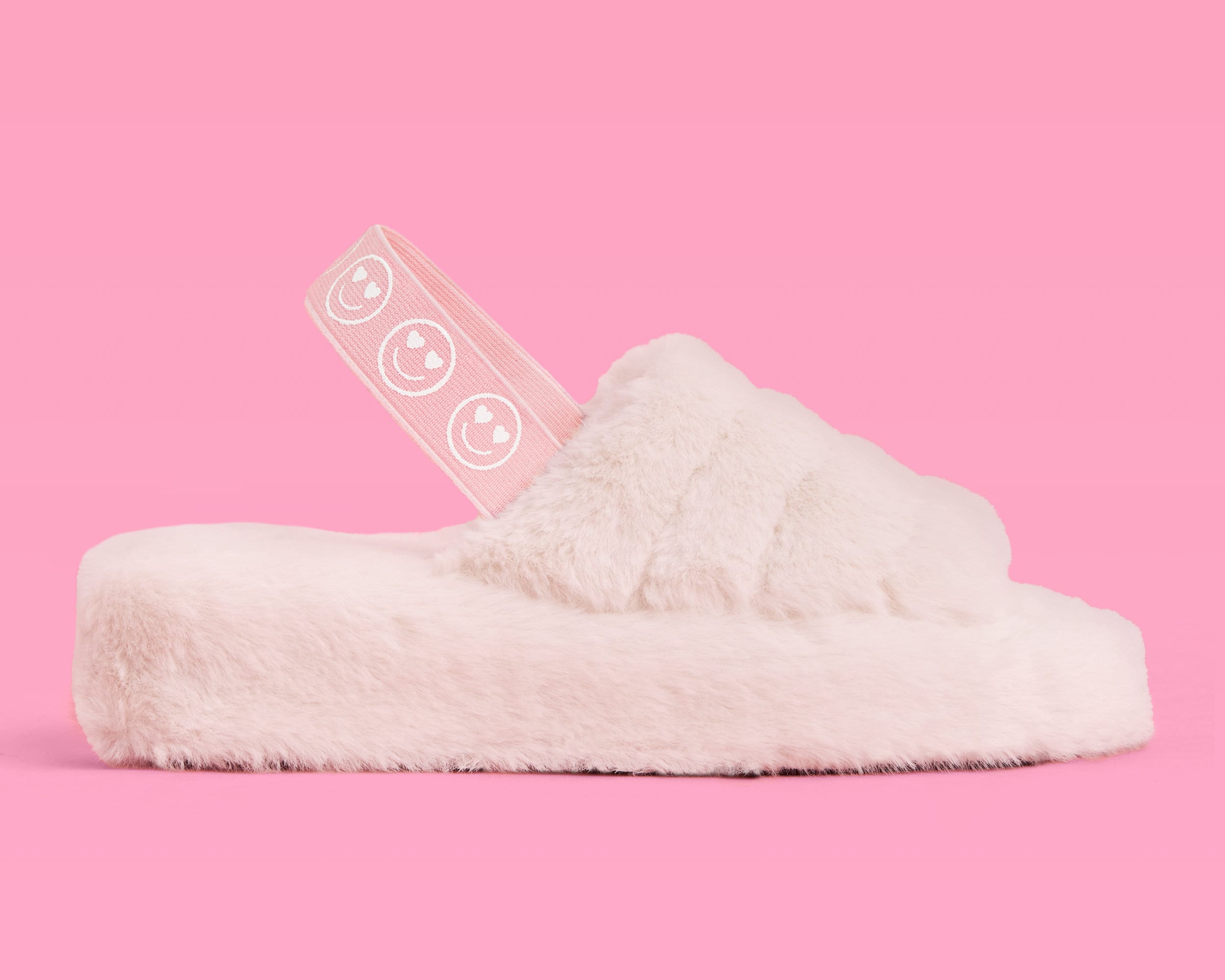 xo, Fetti Smiley Platform Slippers, Blush Fur | Bachelorette Party Favor, Bridesmaid Gift, Happy Pastel Slides