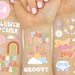 Groovy 70s Temporary Tattoos - 48 Glitter Styles | Flower Power Birthday Party Supplies, Good Vibes Favors, Smiley, Rainbow Arts and Crafts 
