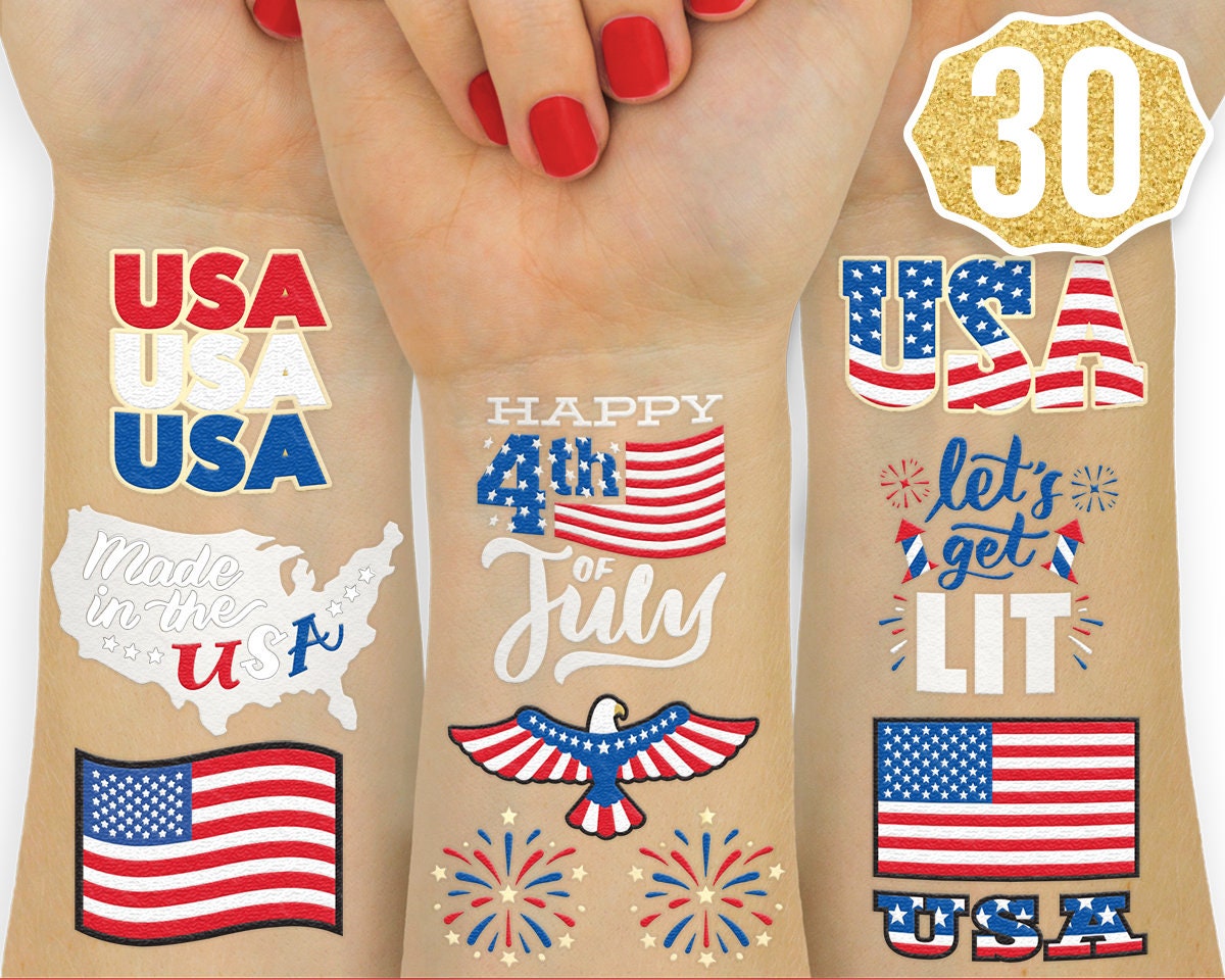 Fourth of July Decorations Temporary Tattoos 30 Memorial - Etsy Israel