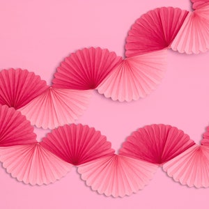 xo, Fetti Pink Paper Fan Garland - 6 Ft | 3D Bachelorette Party Decoration, Cute Tissue Birthday Party Supplies, HBD, Hanging Photo Backdrop