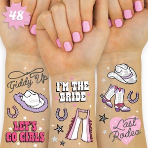 Last Rodeo Temporary Tattoos - 48 Styles | Giddy Up Bachelorette Party Decoration, Cowgirl, Bridesmaid Favor, Bride to Be, Bridal Gift