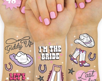 Last Rodeo Temporary Tattoos - 48 Styles | Giddy Up Bachelorette Party Decoration, Cowgirl, Bridesmaid Favor, Bride to Be, Bridal Gift