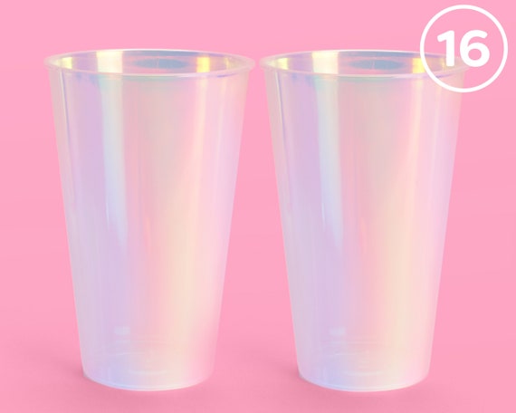 Xo, Fetti Party Decorations Iridescent Plastic Cups 16 Disposable 16 Oz Cups  Bachelorette Party Cups, Birthday Supplies, Disco Rave 