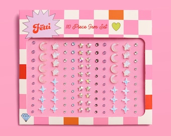 xo, Fetti Celestial Face Gems - 110 pcs. | Astrology Bachelorette Face Stickers, Birthday Rhinestone Accessory