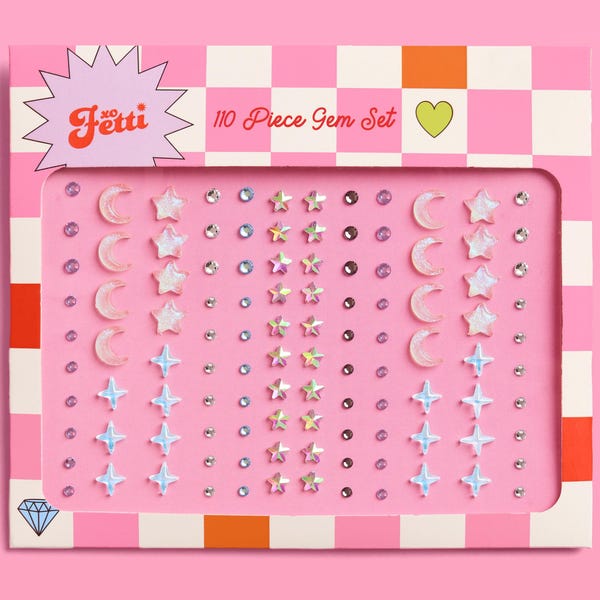 xo, Fetti Celestial Face Gems - 110 pcs. | Astrology Bachelorette Face Stickers, Birthday Rhinestone Accessory