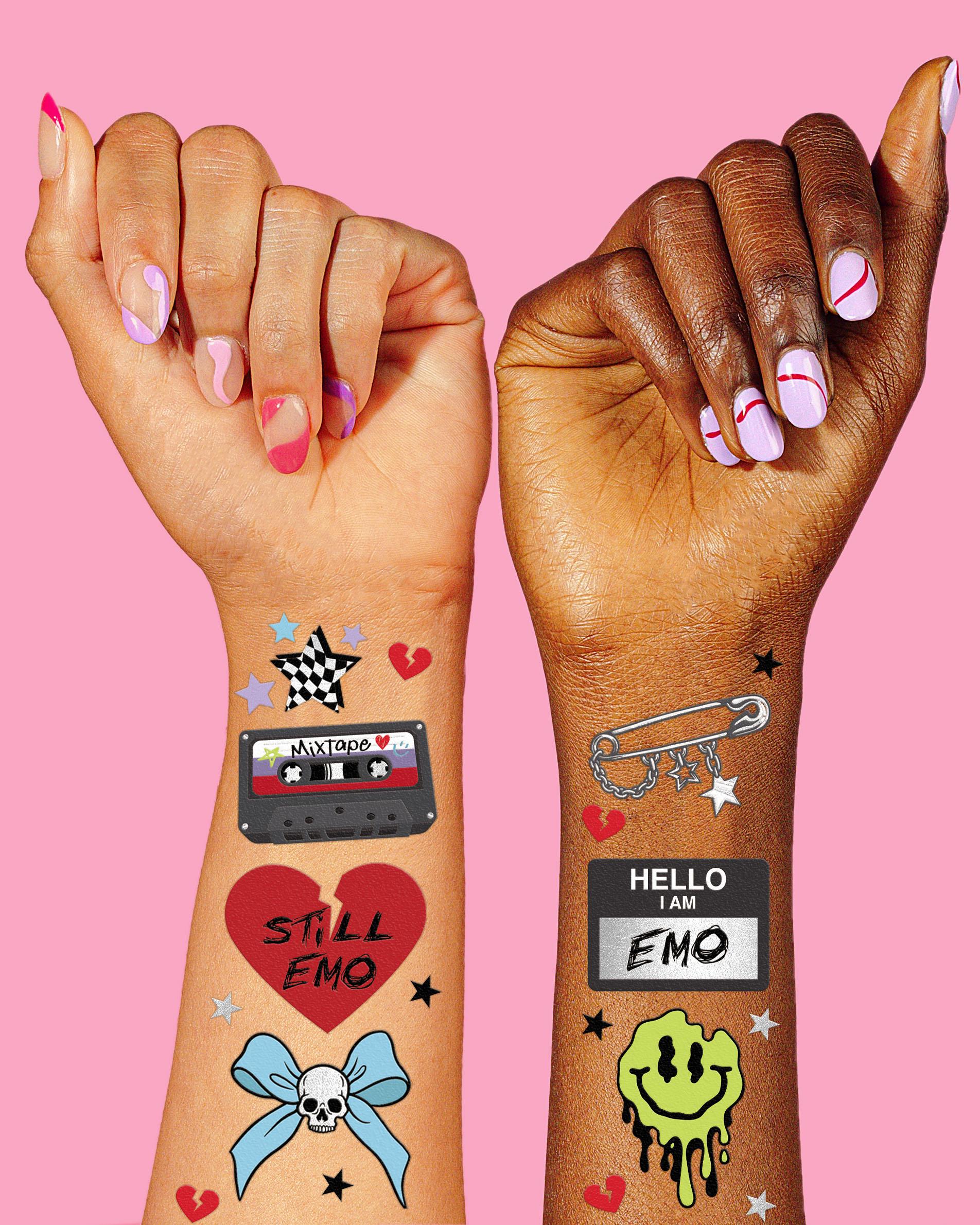 Xo, Fetti Emo Temporary Tattoos - 54 | Birthday, Party Favors Goth Punk  Rock Dark Aesthetic Sad Girl, Music Concert Emo Night Supplies - Etsy, image size:1904x2380