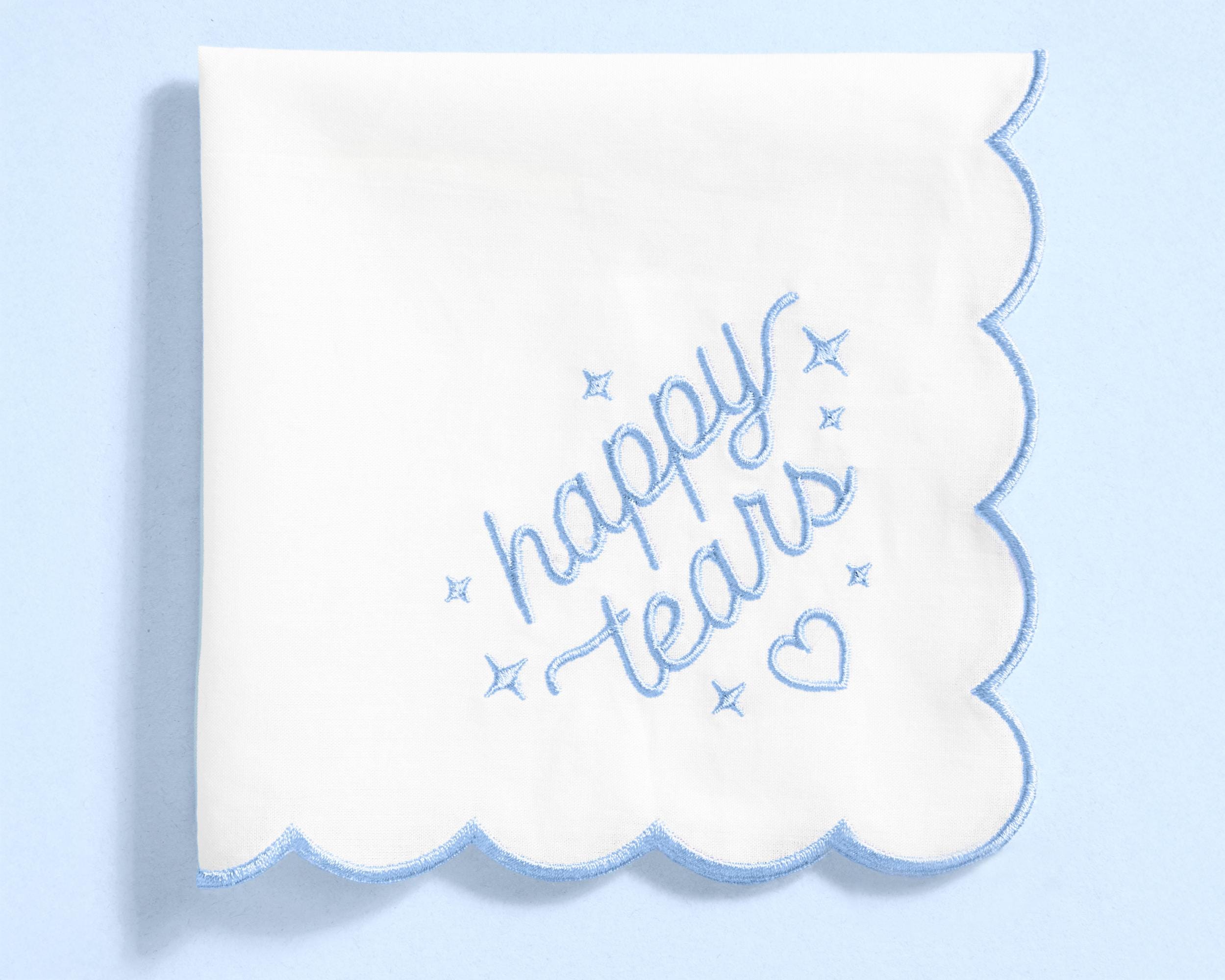 thumbnail image 2 of Wedding Happy Tears Handkerchief - Embroidered Something Blue Keepsake For Bridal Party 2 of 10