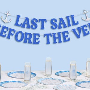 xo, Fetti Last Sail Before the Veil Banner - 5 Ft. | Nautical Bachelorette Decoration, Coastal Bridal Shower Decor, Bride To Be Party Decor