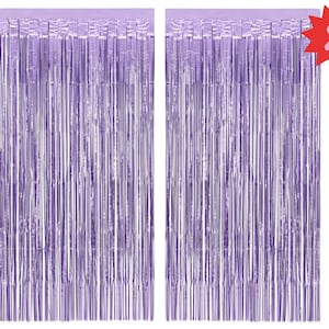 xo, Fetti Bachelorette Party Decorations Matte Purple Fringe Foil Curtain - Set of 2 | Bridal Shower Backdrop, Wedding, Birthday Photo Booth