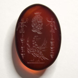 Ancient Roman Cameo &quot;Head of Serapis, an eagle and two military standards with Nike figures&quot;