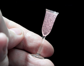 Miniature-Small Clear Champagne Glass-Mini Glass-Tiny Alcohol Drink-Dollhouse Accessory-Dollhouse Drink-Various Sizes-112-16-18-14-15-13inch