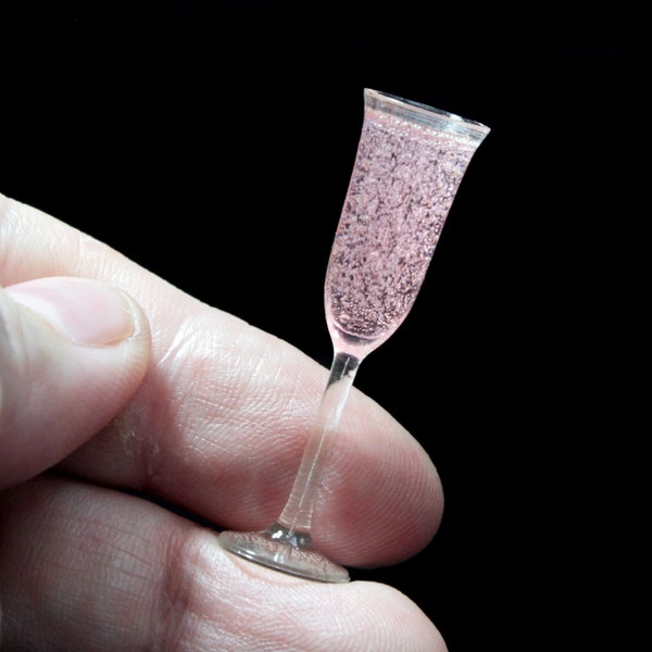 Miniature-Small Clear Champagne Glass-Mini Glass-Tiny Alcohol Drink-Dollhouse Accessory-Dollhouse Drink-Various Sizes-112-16-18-14-15-13inch