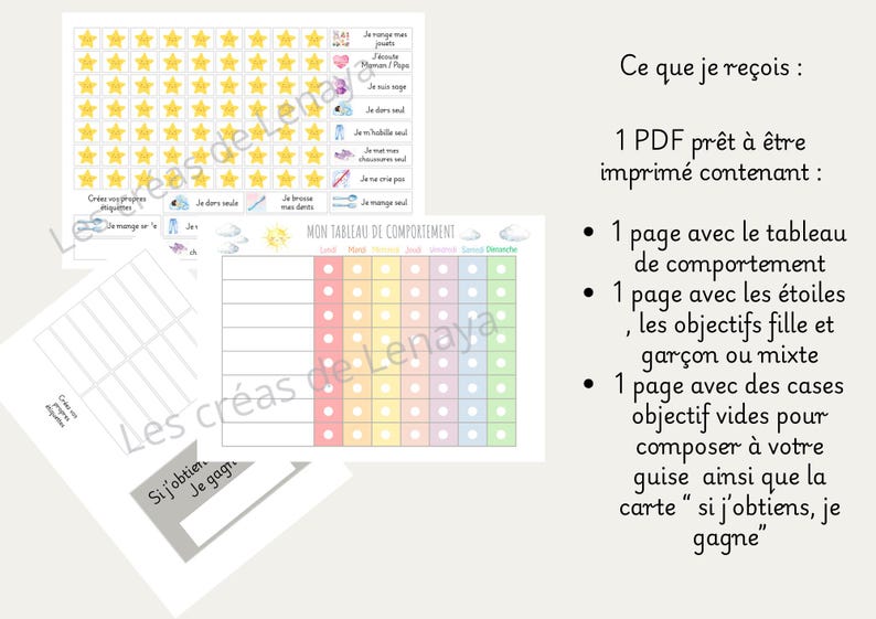 Tableau de comportement enfant à imprimer – Routine et récompenses ...