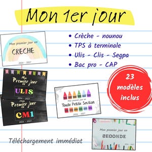 Affiche Mon Premier Jour d'École 2026-2027 | Crèche à Terminale | Ulis, Clis, Segpa, CAP, Bac Pro | Printable PDF
