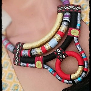 Tribal Necklace, Necklace on Sale, Rope Necklace, African Necklace, Black Necklace, Urban Necklace, Hippie Necklace, Festival Jewellery