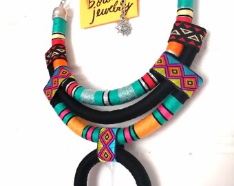 Sale Tribal Necklaces, African Necklaces, Boho Jewelry, Colorful Necklaces, Multi strand Rope Necklace, Free shipping, Valentine&#39;s Day Gift