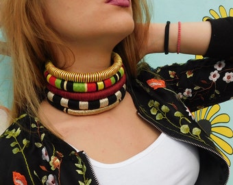 Big reggae choker necklace, Rope jewelry, Party jewelry, Soul jewelry, African necklace, Singer, Beach necklace, Tropical jewelry, Bohemian