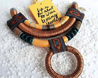 Sale Bronze Tribal Necklace, African Necklace, Boho Style, Ethnic Necklace, Pendant Hippie Necklace, Valentine&#39;s Day Gift , Free shipping