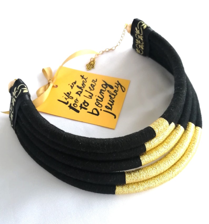 African Choker, Black Gold Choker, Statement Necklace, African Necklace