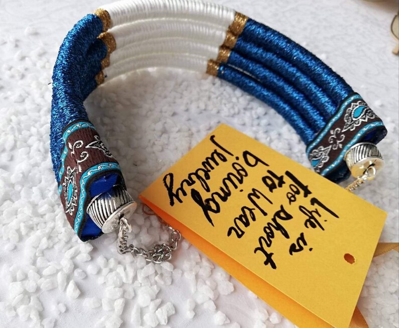 Christmas Gift for her Boho Jewelry Rope Necklace African Necklace Big Blue Choker Necklace Hippie Beach Jewellery Nautical Necklace