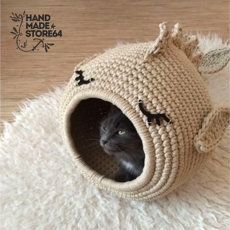 Pattern Crochet cat bed cat cave PDF tutorial with photo and Etsy