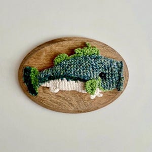 Crochet Bass Fish Wall Art, Fisherman Gift, Lake House Decor, Cabin Plaque image 6