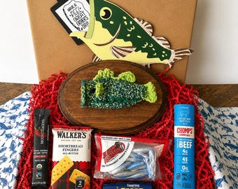 Handmade Crochet Fish Gift Box for Father's Day, Fisherman Angler Present