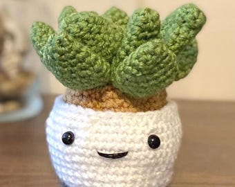 Crochet Succulent Plush Plant: Smiling Face Desk Decor